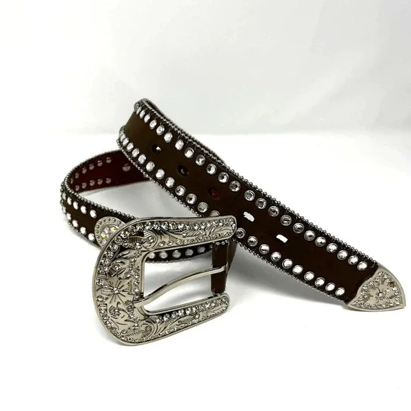 Blazin Roxx Ladies Scalloped Rhinestone Concho Belt Style N3512044 Size Medium - Picture 1 of 7